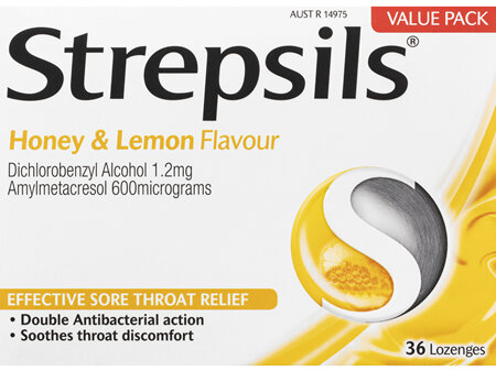 Strepsils Sore Throat Relief Honey & Lemon Lozenges 36 Pack