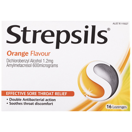Strepsils Sore Throat Relief Orange 16 Pack
