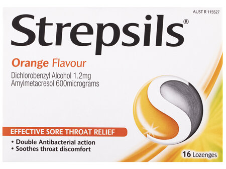 Strepsils Sore Throat Relief Orange 16 Pack