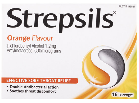 Strepsils Sore Throat Relief Orange 16 Pack