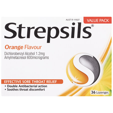 Strepsils Sore Throat Relief Orange 36 Pack