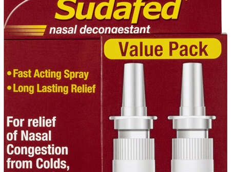 Sudafed Nasal Decongestant Sinus Relief Spray Value Pack 2x 20mL