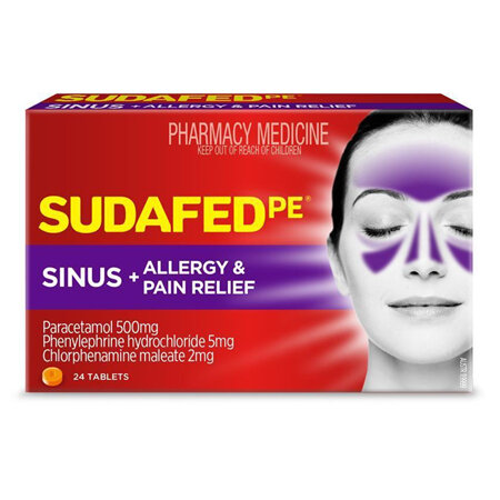 Sudafed PE Sinus Allergy & Pain 24 Tablets