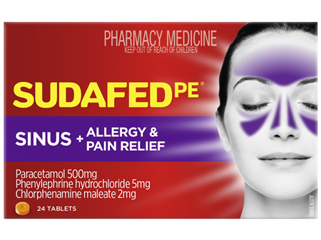 Sudafed PE Sinus + Allergy & Pain Relief 24 Tablets