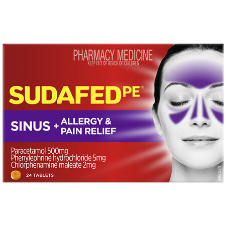 Sudafed PE Sinus + Allergy & Pain Relief Tablets 24 Pack