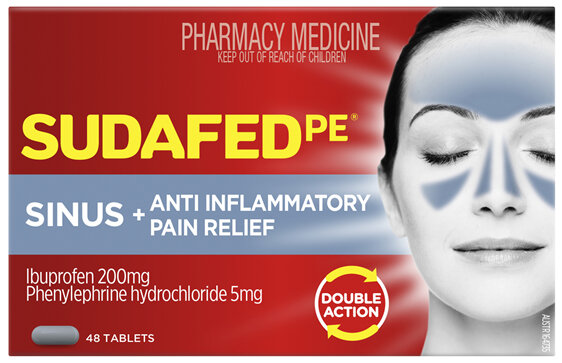 Sudafed PE Sinus + Anti Inflammatory Pain Relief Tablets 48 Pack