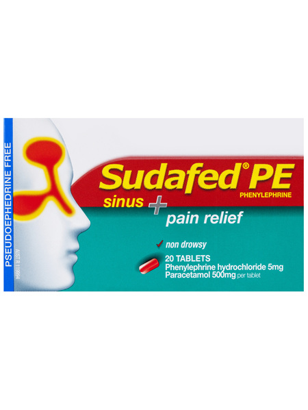Sudafed PE Sinus + Pain Relief 20 Tablets