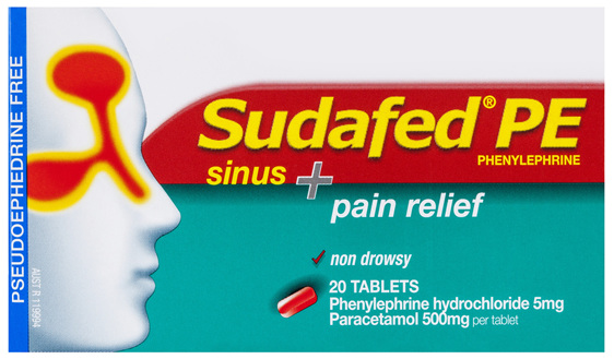 Sudafed PE Sinus + Pain Relief 20 Tablets