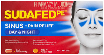 Sudafed PE Sinus + Pain Relief Day & Night 48 Tablets