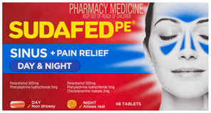 Sudafed PE Sinus + Pain Relief Day & Night 48 Tablets
