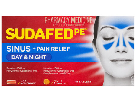 Sudafed PE Sinus + Pain Relief Day & Night Tablets 48 Pack