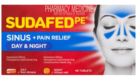 Sudafed PE Sinus + Pain Relief Day & Night Tablets 48 Pack