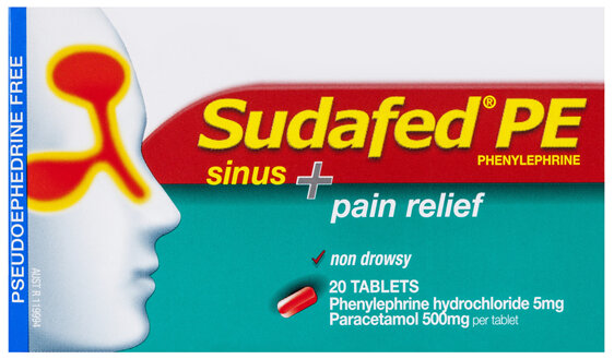 Sudafed PE Sinus + Pain Relief Tablets 20 Pack