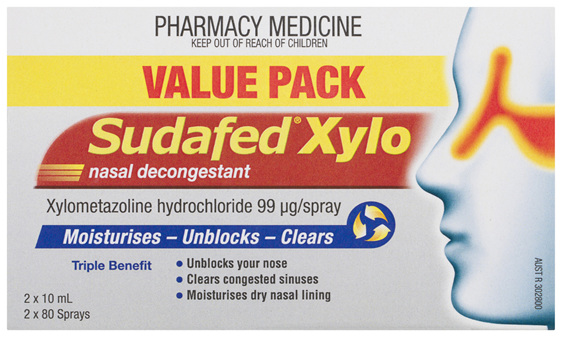 Sudafed Xylo Nasal Decongestant Spray Value Pack 2 X 10ml Medicines