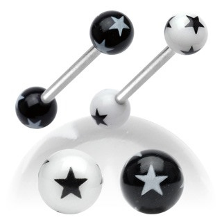 Surgical Steel Barbell w/ Multi Star UV Balls