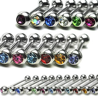 Surgical Steel Barbell w/ Press Fit Gem 6mm