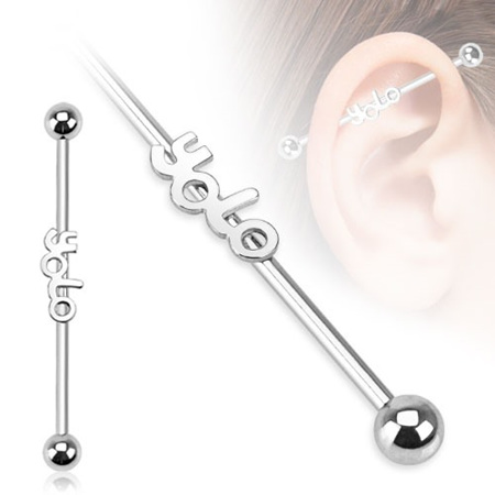Surgical Steel "YOLO" Industrial Barbell