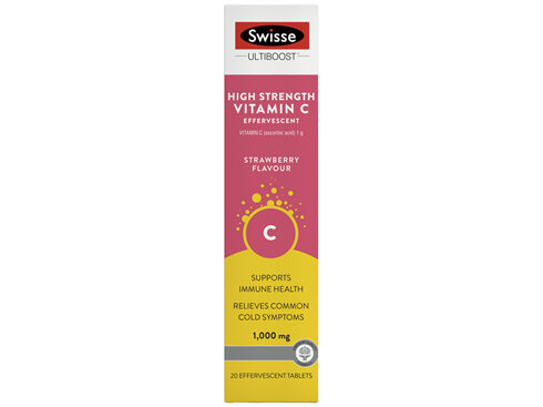 Swisse Ultiboost High Strength Vitamin C Efferverscent Strawberry 20 Tablets