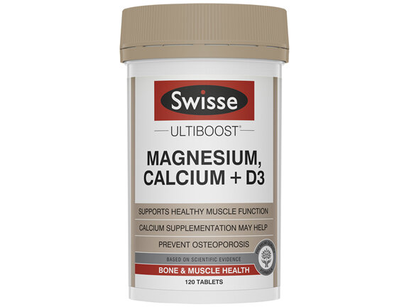 Swisse Ultiboost Magnesium, Calcium + D3 120 Tablets