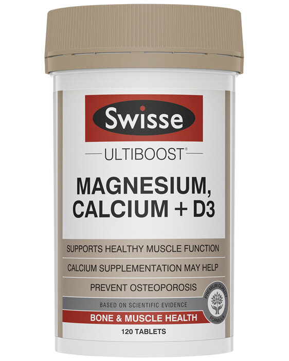 Swisse Ultiboost Magnesium, Calcium + D3 120 Tablets