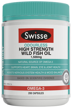 Swisse Ultiboost Odourless High Strength Wild Fish Oil 1500mg 200 Pack