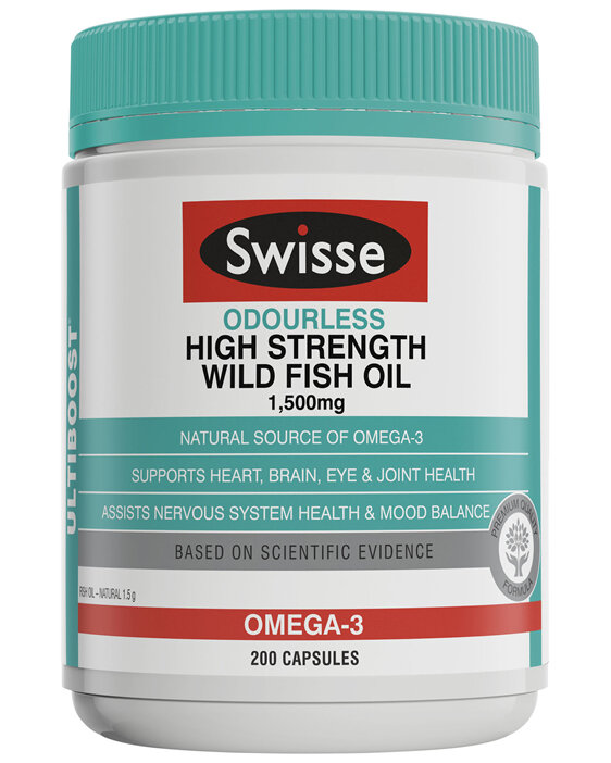 Swisse Ultiboost Odourless High Strength Wild Fish Oil 200 Capsules