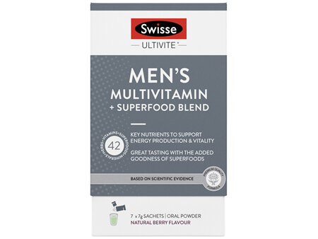 Swisse Ultivite Men's Multivitamin + Superfood Blend Natural Berry 7g x 7 Pack