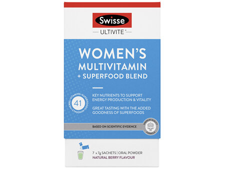 Swisse Ultivite Women's Multivitamin + Superfood Blend Natural Berry 7g x 7 Pack