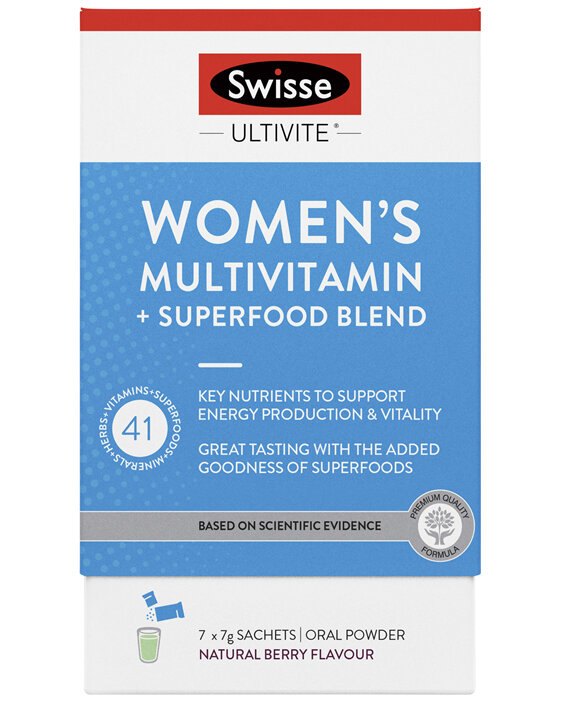 Swisse Ultivite Women's Multivitamin + Superfood Blend Natural Berry 7g x 7 Pack