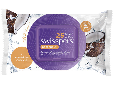Swisspers Coconut Oil Facial Wipes 25 pack