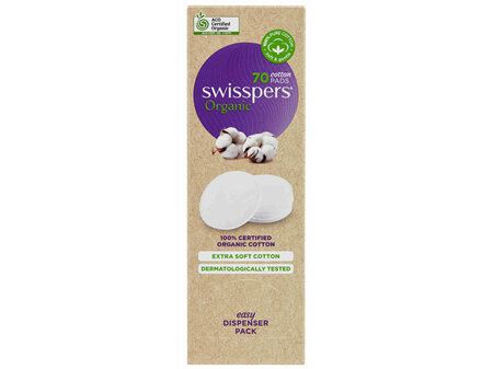 Swisspers Organic Cotton Pads 70 Pack - Eco Dispenser