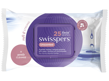 Swisspers Unscented Facial Wipes 25 pack