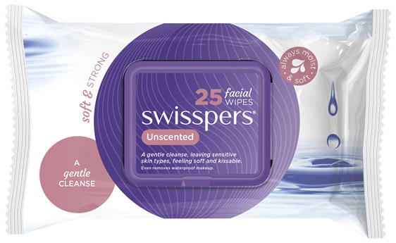Swisspers Unscented Facial Wipes 25 pack