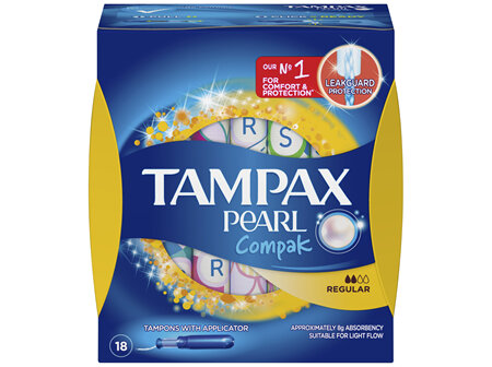 Tampax Pearl Compak Tampons Regular 18 Pack