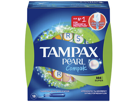 Tampax Pearl Compak Tampons Super 18 Pack