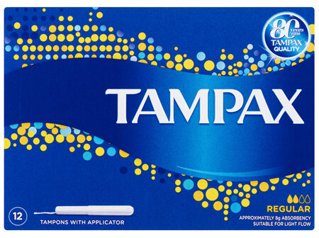 Tampax Regular Tampons with Applicator 12 Pack