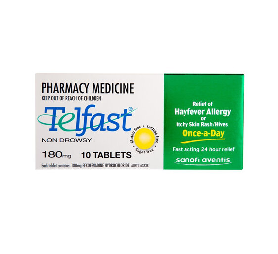 Telfast Fexofenadine Hydrochloride 180mg Tablet Blister Pack 10