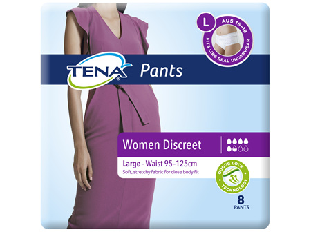 Tena Discreet Blanc Low Waist Underwear Large 8 Pack