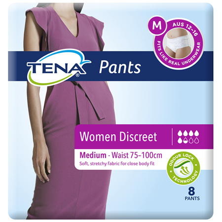 Tena Discreet Blanc Low Waist Underwear Medium 8 Pack