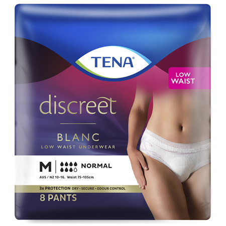 Tena Discreet Blanc Low Waist Underwear Medium 8 Pack