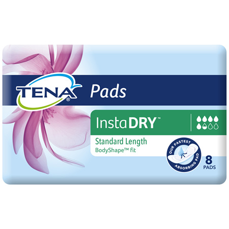 TENA Pads InstaDRY Standard Length 8 pack