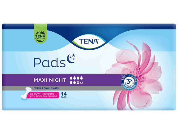 TENA Pads Maxi Night Extra Long Length 14 Pack