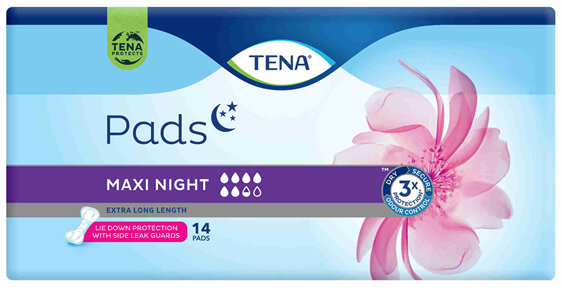 TENA Pads Maxi Night Extra Long Length 14 Pack