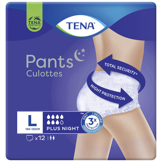 Tena Pants Plus Night Large (L) 12 Pack