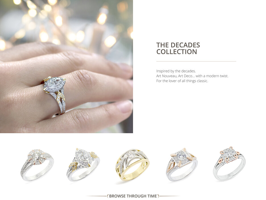 The Decades Collection: Art Nouveau, Art Deco inspired modern diamond jewellery