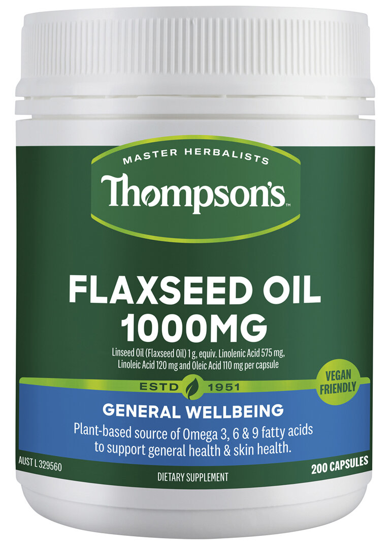 Thompson's Gel-free Flaxseed Oil 1000mg 200 Vegi-Caps