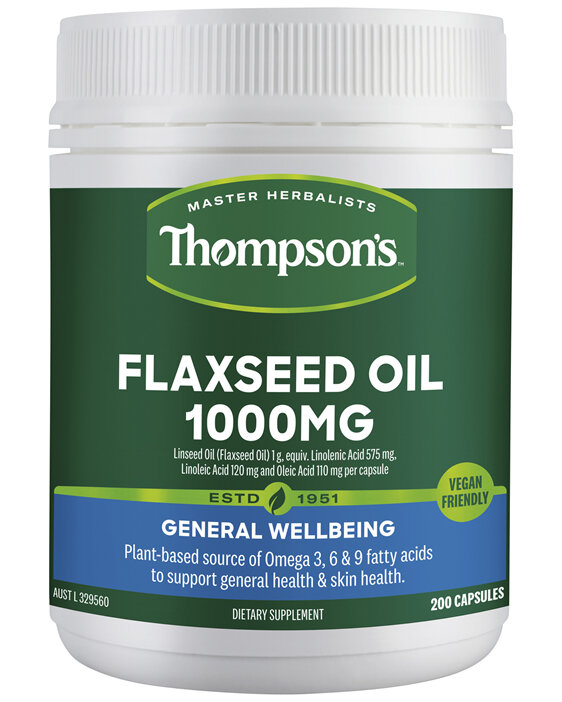 Thompson's Gel-free Flaxseed Oil 1000mg 200 Vegi-Caps