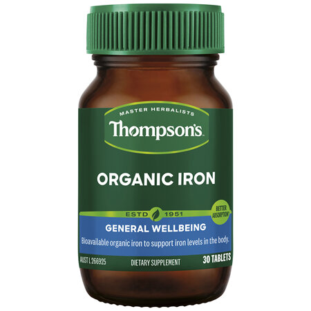 THOMPSONS Organic Iron 24mg 30tb