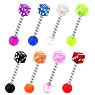 Tongue Barbell With Single Dice Ball