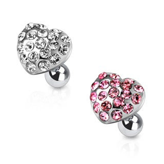 Tragus/Cartilage with Gem Paved Heart Top